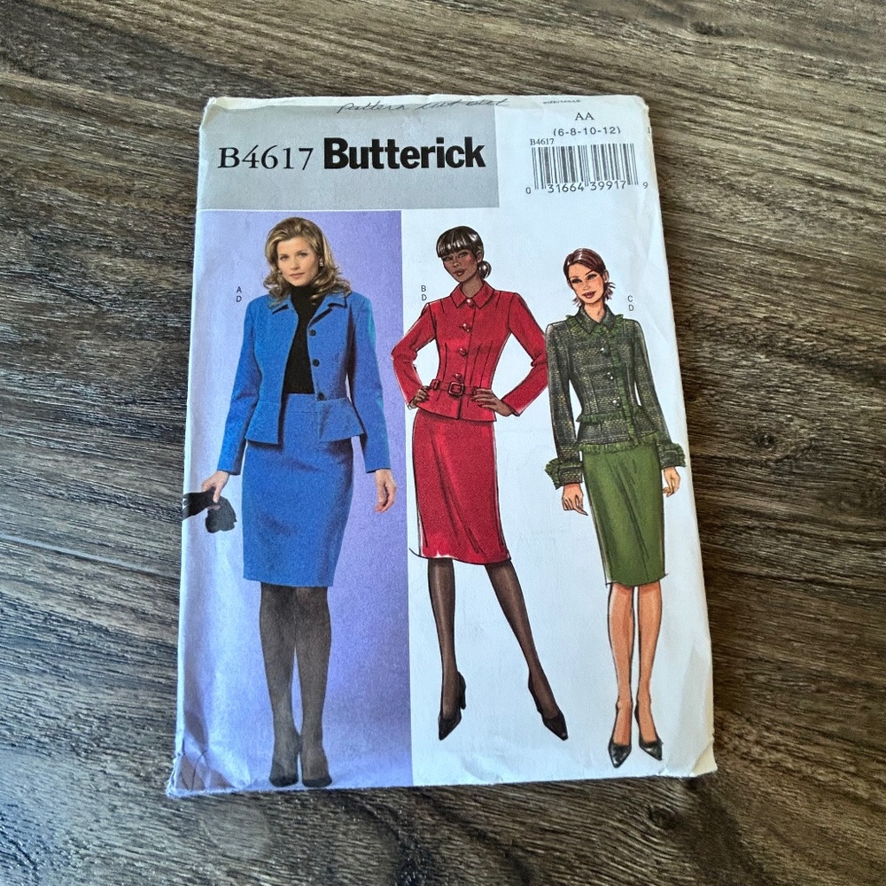 Y2K 2000’s Butterick B4617 Jacket Belt Skirt Easy Sewing Pattern